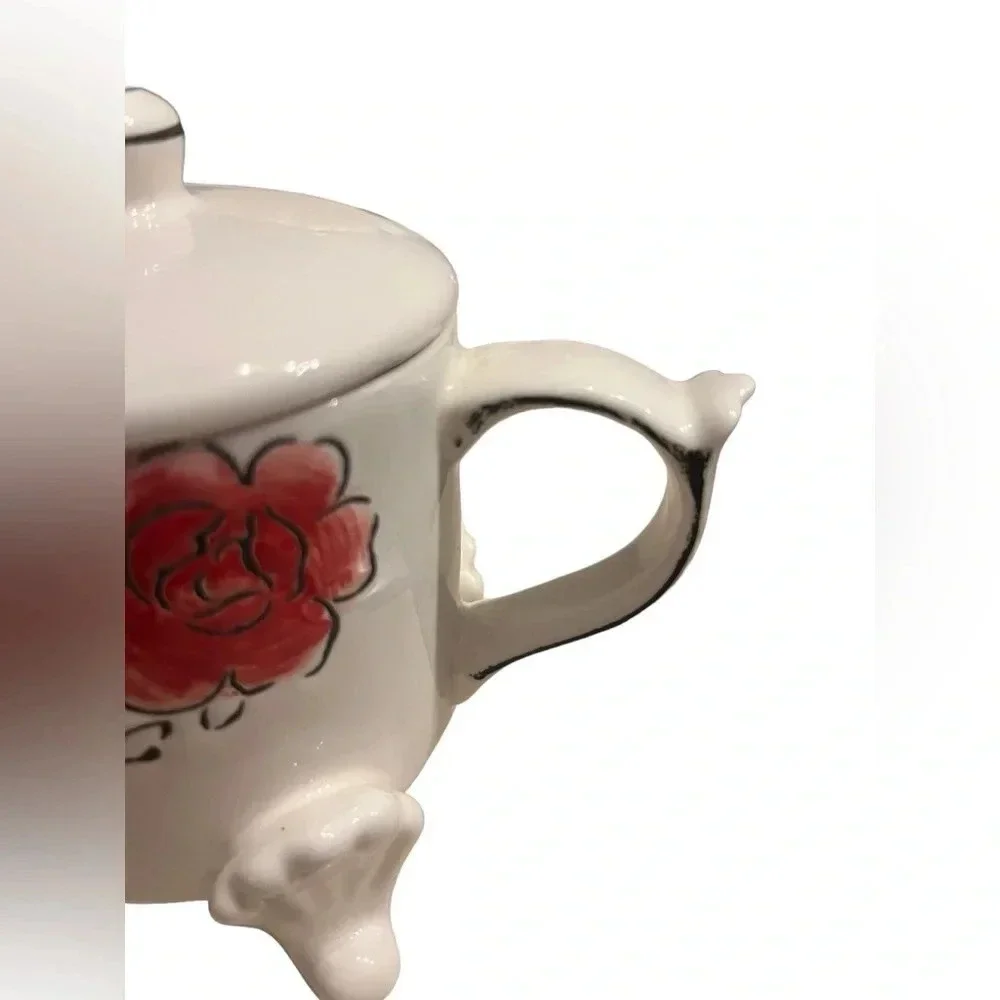 Anthropologie Molly Hatch Floral Sugar Bowl With Spoon